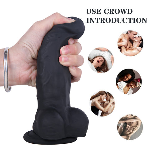 MD 7.48" Mustang Silicone Thick Realistic Dildo - Black MD 7.48" Mustang Silicone Thick Realistic Dildo - Black