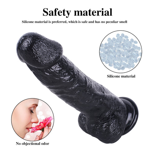 MD 9.84" Super Realistic Thick Dildo - Black MD 9.84" Super Realistic Thick Dildo - Black