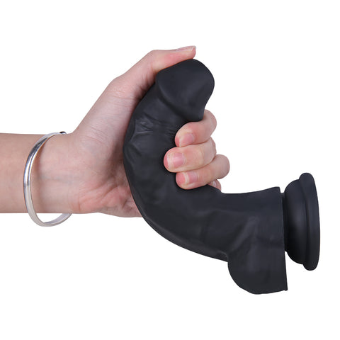 MD 7.48" Mustang Silicone Thick Realistic Dildo - Black MD 7.48" Mustang Silicone Thick Realistic Dildo - Black