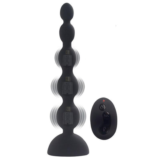 Aphrodisia Remote Control Vibrating Anal Plug with 3 Motors- Black