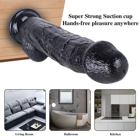 MD 9.84" Super Realistic Thick Dildo - Black MD 9.84" Super Realistic Thick Dildo - Black