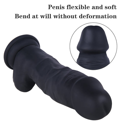MD 7.48" Mustang Silicone Thick Realistic Dildo - Black MD 7.48" Mustang Silicone Thick Realistic Dildo - Black