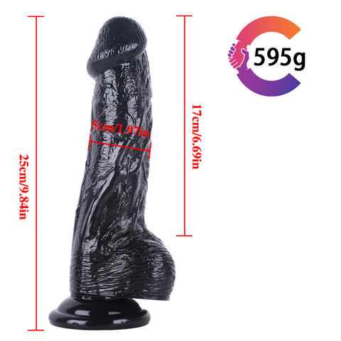 MD 9.84" Super Realistic Thick Dildo - Black MD 9.84" Super Realistic Thick Dildo - Black