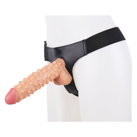 MD 9.05" Beaded Strap On Dildo Harness Kit  - Flesh MD 9.05" Beaded Strap On Dildo Harness Kit  - Flesh