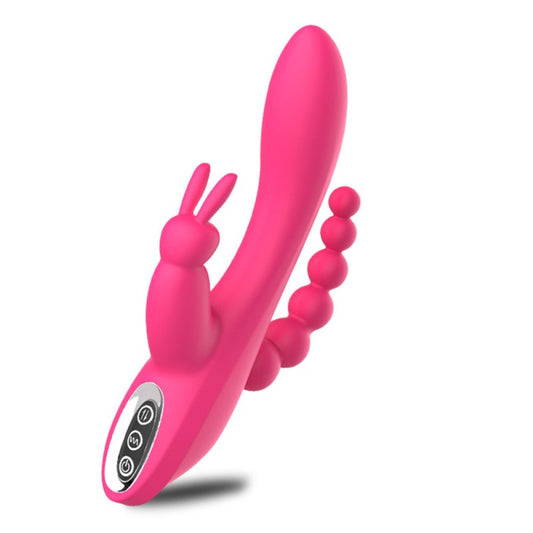 AIXIASIA Rabbit Vibrator Dildo Clitoris G Spot Anal Massager - Pink