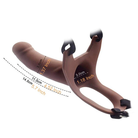 Aphrodisia Hollow Strap-On Dildo Harness 6.7" Silicone Penis Sleeve Extender - Brown Aphrodisia Hollow Strap-On Dildo Harness 6.7" Silicone Penis Sleeve Extender - Brown