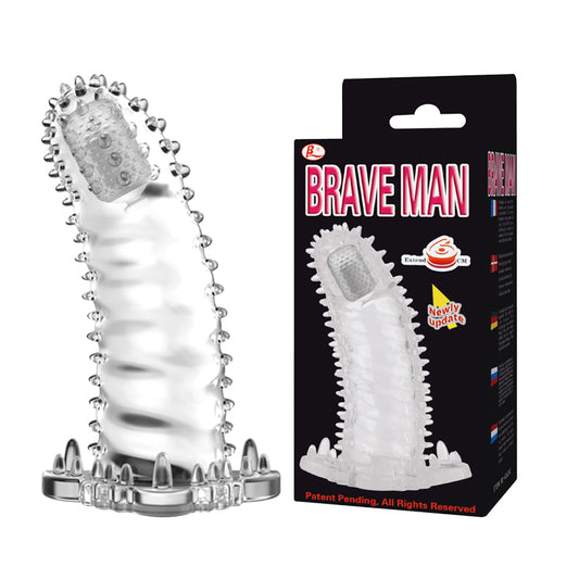 BAILE Brave Man Spiked Vibrating Penis Sleeve Extender