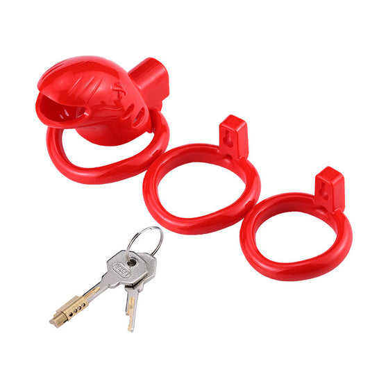 MD Bird Male Chastity Cage Penis Cage - Red 3 Rings