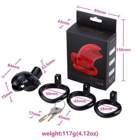 MD Bird Male Chastity Cage Penis Cage - Red 3 Rings MD Bird Male Chastity Cage Penis Cage - Red 3 Rings