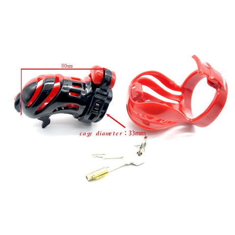 Prison Bird A390 BDSM Male Chastity Penis Cage Kit - Red&Black