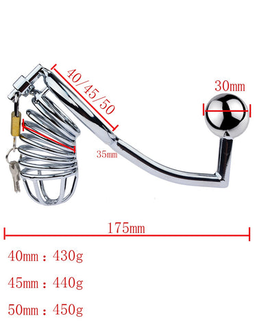 LHD Pro Stainless Steel Male Chastity Penis Cage Kit with Anal Hook & Handcuffs LHD Pro Stainless Steel Male Chastity Penis Cage Kit with Anal Hook & Handcuffs