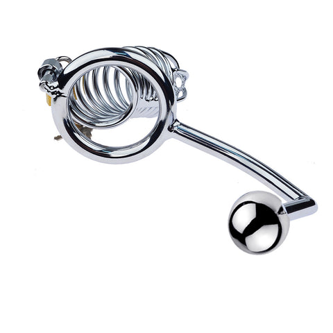 LHD Pro Stainless Steel Male Chastity Penis Cage Kit with Anal Hook & Handcuffs LHD Pro Stainless Steel Male Chastity Penis Cage Kit with Anal Hook & Handcuffs