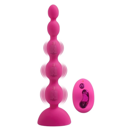 Aphrodisia Remote Control Vibrating Anal Plug with 3 Motors- Rose