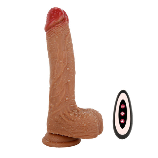 MD Cannon Remote Control Vibrating Dildo / Auto-Heating Rotation Thrusting 21.5cm