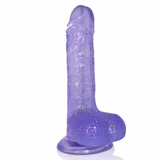 MD 20cm Crystal Realistic Dildo - Light Purple Elegant Design