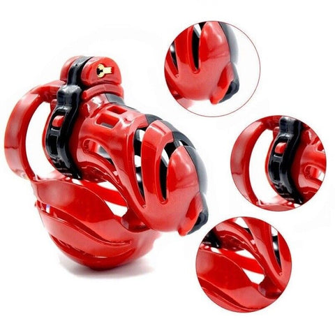 Prison Bird A390 BDSM Male Chastity Penis Cage Kit - Red&Black Prison Bird A390 BDSM Male Chastity Penis Cage Kit - Red&Black