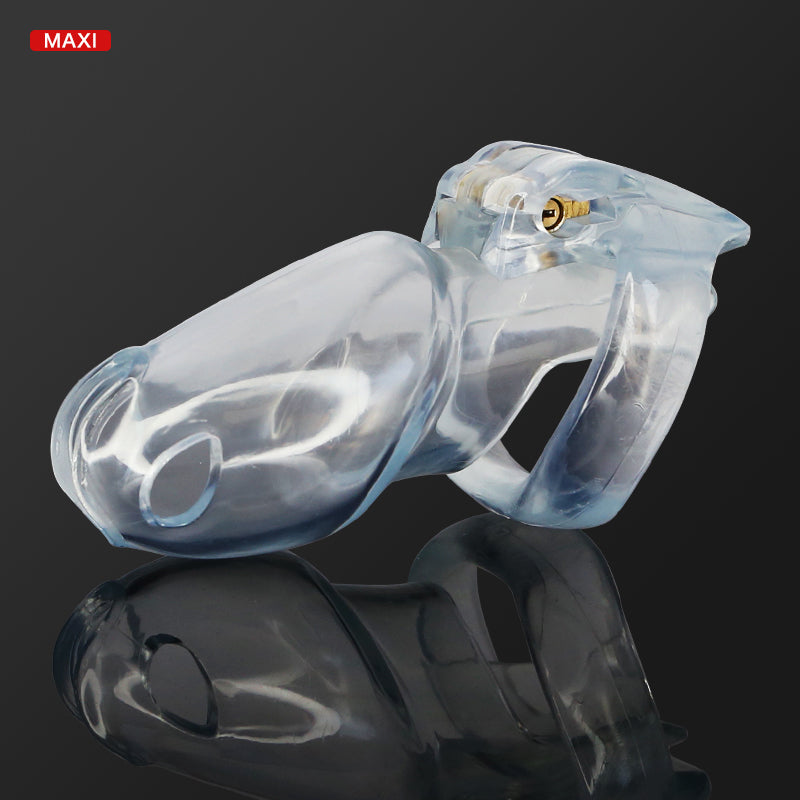 Imprison Bird A777 Male Chastity Device Penis Cage Kit- 4 Sizes with 4 Rings/Clear