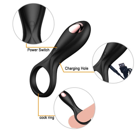 MRMAN Vibrating Penis Ring Couples Ring USB Rechargeable - Black