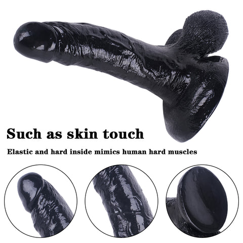 MD Super Realistic Dildo with Large Balls - Black S/M/L MD Super Realistic Dildo with Large Balls - Black S/M/L