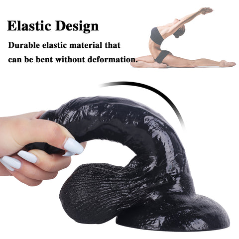 MD Super Realistic Dildo with Large Balls - Black S/M/L MD Super Realistic Dildo with Large Balls - Black S/M/L