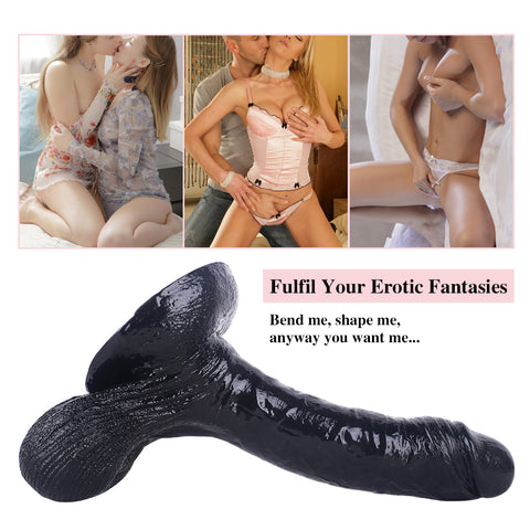 MD Super Realistic Dildo with Large Balls - Black S/M/L MD Super Realistic Dildo with Large Balls - Black S/M/L