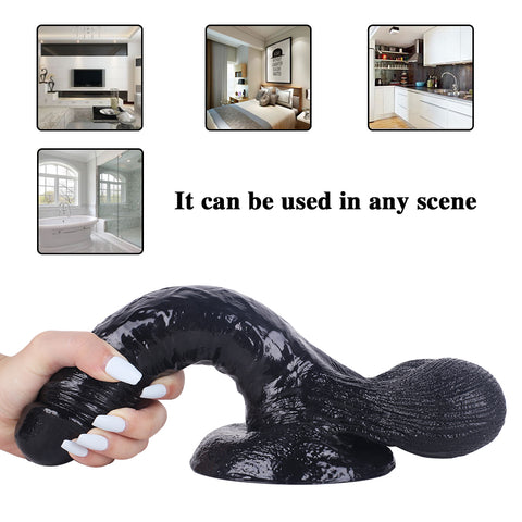 MD Super Realistic Dildo with Large Balls - Black S/M/L MD Super Realistic Dildo with Large Balls - Black S/M/L