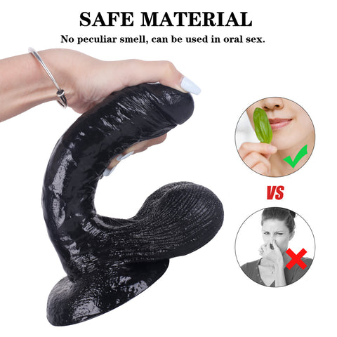 MD Super Realistic Dildo with Large Balls - Black S/M/L MD Super Realistic Dildo with Large Balls - Black S/M/L