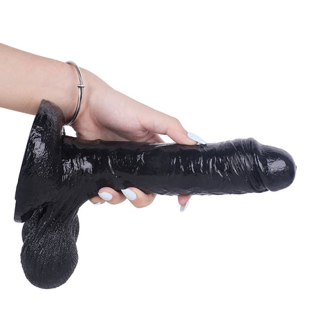 MD Super Realistic Dildo with Large Balls - Black S/M/L MD Super Realistic Dildo with Large Balls - Black S/M/L