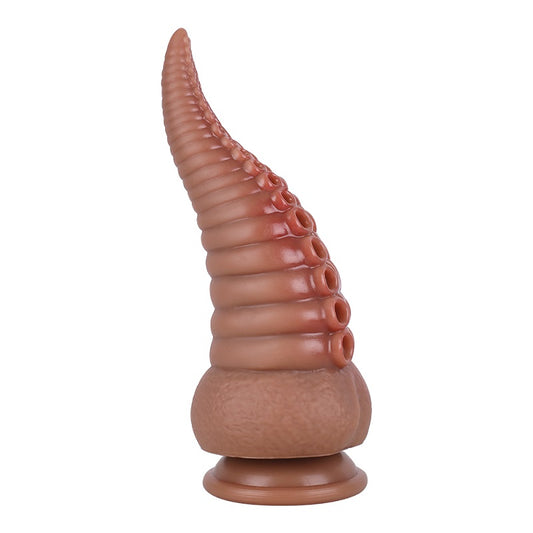 MD 8.86'' Octopus Tentacle Silicone Fantasy Dildo & Anal Plug - Brown Red