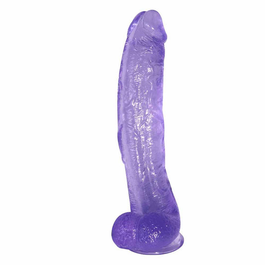 MD Crooked 12.2" Crystal Realistic Dildo with Suction Cup - Light Purple