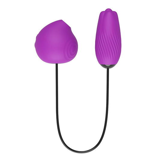 JRL Double-Ended Sucking Stimulator & Bullet Egg Vibrator - Purple