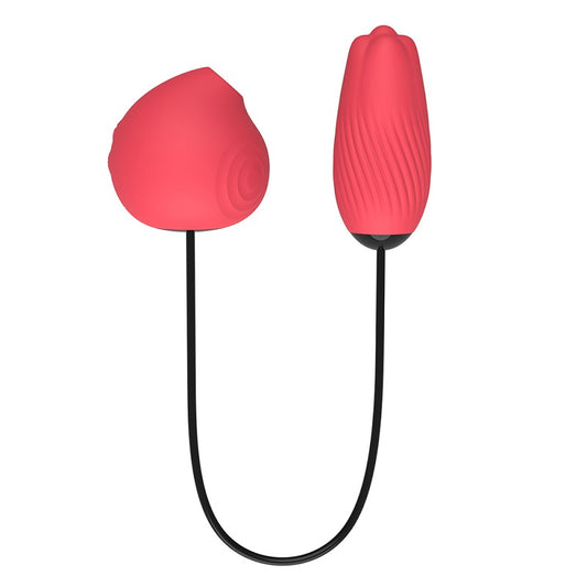 JRL Double Ended Sucking Stimulator Bullet Egg Vibrator - Rose