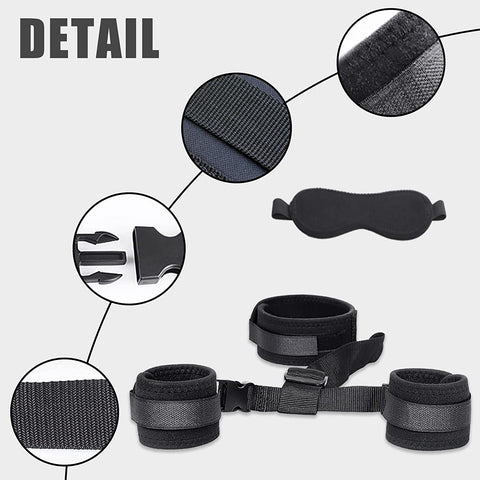 BDSM Collar & Handcuffs Back with Blindfold Restraints Bondage Kit - Black BDSM Collar & Handcuffs Back with Blindfold Restraints Bondage Kit - Black