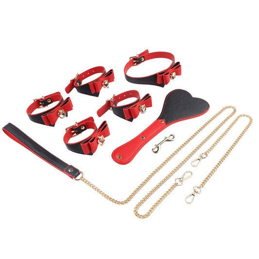 RY BDSM Luxury Fetish Restraint Cosplay Bondage Kit - 5 Pcs - Black & Red