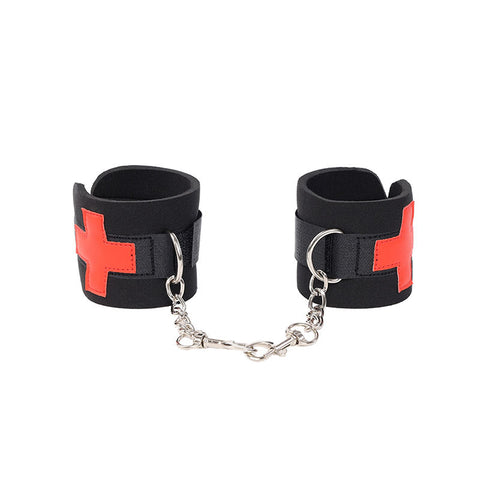 BDSM Leg Opener Restraint Strap with Handcuffs & Ankle Cuffs Bondage Kit - Black BDSM Leg Opener Restraint Strap with Handcuffs & Ankle Cuffs Bondage Kit - Black