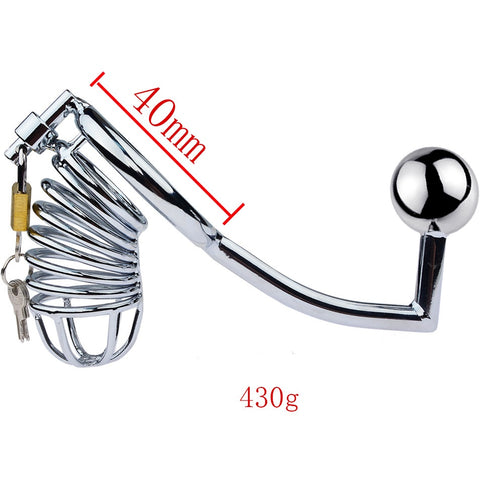 LHD Pro Stainless Steel Male Chastity Penis Cage Kit with Anal Hook & Handcuffs LHD Pro Stainless Steel Male Chastity Penis Cage Kit with Anal Hook & Handcuffs