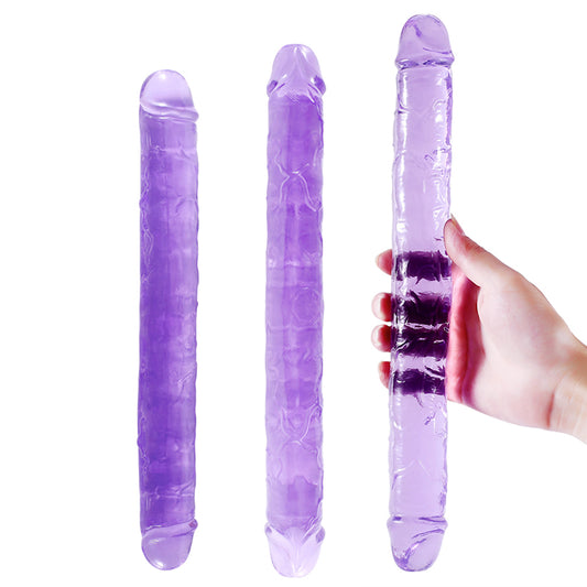 DY Crystal Double Penetration Dildo - Purple 3 Size Optional