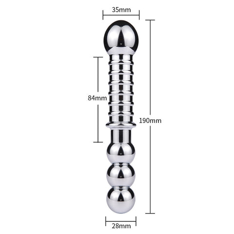 RY Stainless Steel 19cm Anal Beads & Butt Plug RY Stainless Steel 19cm Anal Beads & Butt Plug