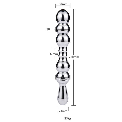 RY Stainless Steel 21cm Anal Beads & Butt Plug RY Stainless Steel 21cm Anal Beads & Butt Plug