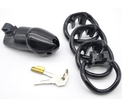 Imprison Bird Male Chastity Device Penis Cage - Long Version with 4 Rings/Black Imprison Bird Male Chastity Device Penis Cage - Long Version with 4 Rings/Black