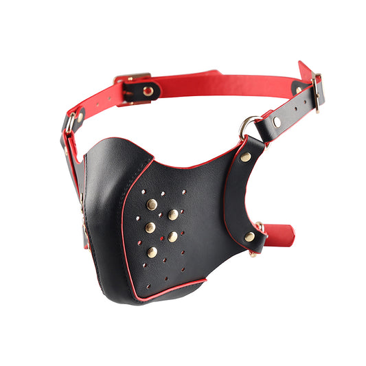 BDSM Fetish Half Face Mask Cosplay Bondage Hood - Black