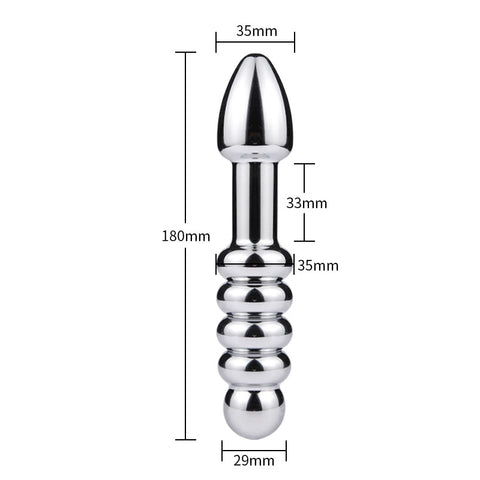 RY Stainless Steel 18cm Anal Beads & Butt Plug RY Stainless Steel 18cm Anal Beads & Butt Plug