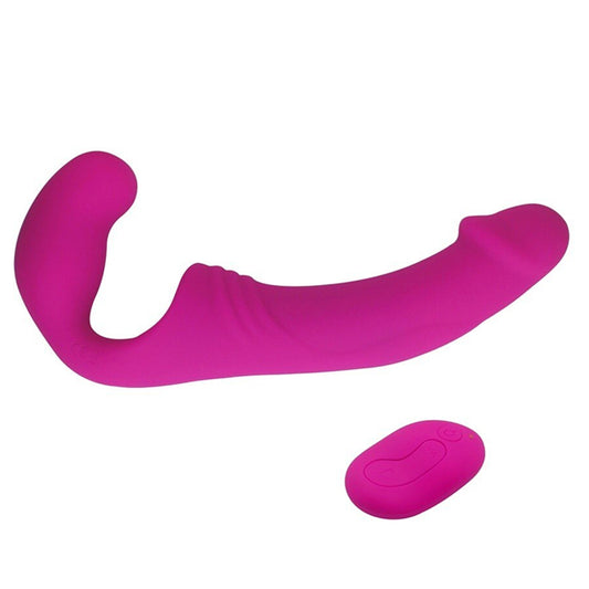 Aphrodisia Double Rider Remote Control Strapless Strap-On Dildo Vibrator - Rose