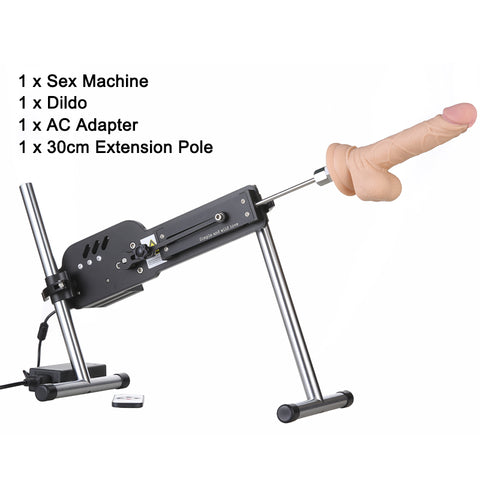 Giant Remote Control Sex Machine Kit with Realistic Dildo & 30cm Extension Pole