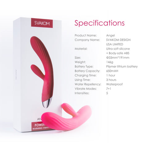 SVAKOM Angel Flexible Intelligent Warming Rabbit Vibrator - Rose SVAKOM Angel Flexible Intelligent Warming Rabbit Vibrator - Rose