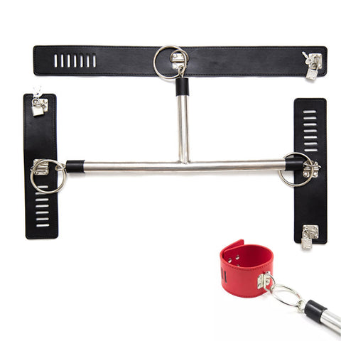 BDSM Spreader Bar Restraint Set - Neck T-Collar with Wrist & Handcuffs BDSM Spreader Bar Restraint Set - Neck T-Collar with Wrist & Handcuffs