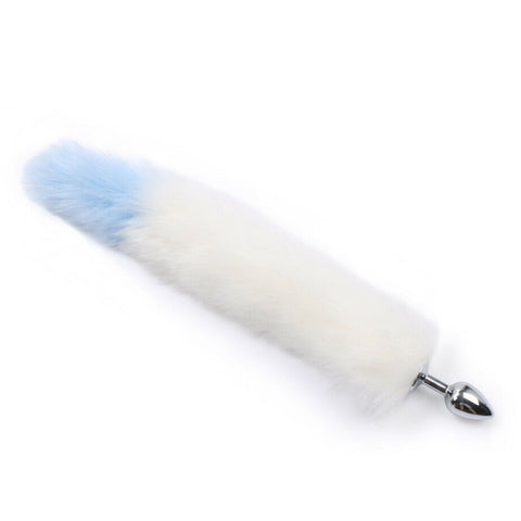RY Stainless Steel Fox Tail Anal Plug Butt Plug Furry Tail Cosplay Costume - White-Blue RY Stainless Steel Fox Tail Anal Plug Butt Plug Furry Tail Cosplay Costume - White-Blue