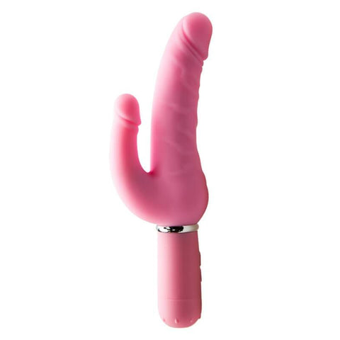Aphrodisia Levina Double Penis Penetration Realistic Dildo Rabbit Vibrator - Pink