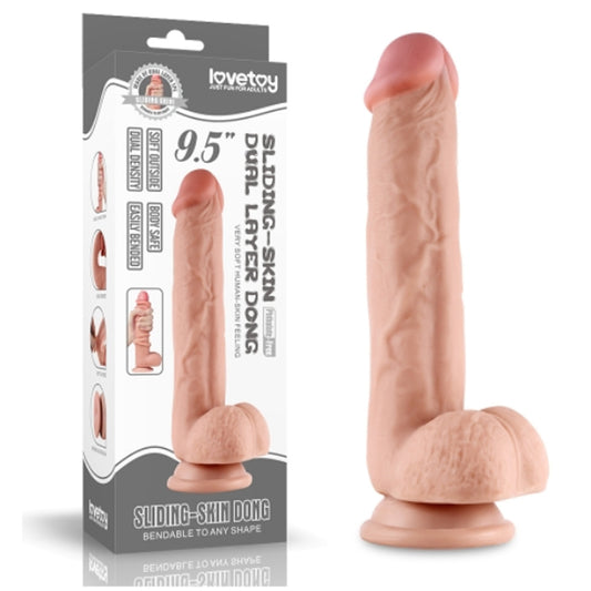 Lovetoy 9.5'' Realistic Dildo Sliding Skin Dual Layer Dildo