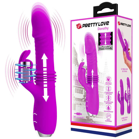 PRETTY LOVE Dorothy Thrusting Dildo Rabbit Vibrator - Purple PRETTY LOVE Dorothy Thrusting Dildo Rabbit Vibrator - Purple